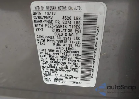 2013 Nissan Rogue Sv W/Sl Pkg z USA, uszkodzony, nr VIN JN8AS5MV9DW615655